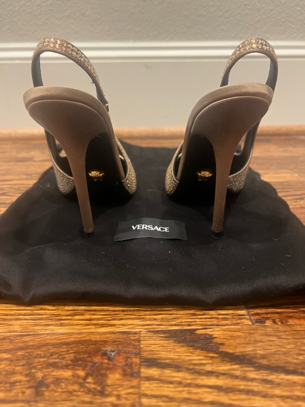 Versace Champagne Crystal Slingback Heels - Picture 3 of 6